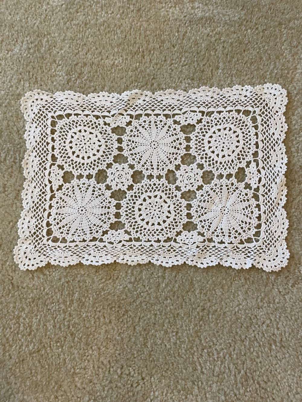 6 White Crochet Lace placemats - Home Accents